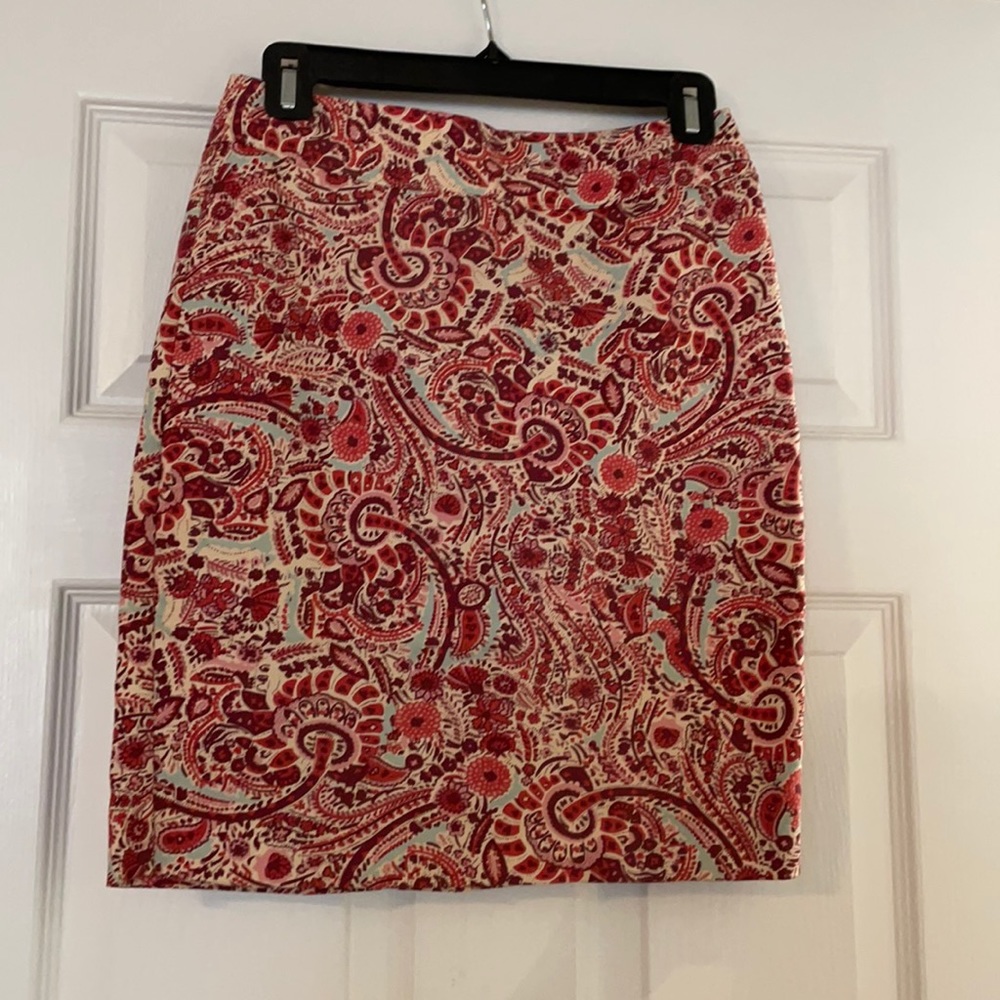 Loft paisley pencil skirt